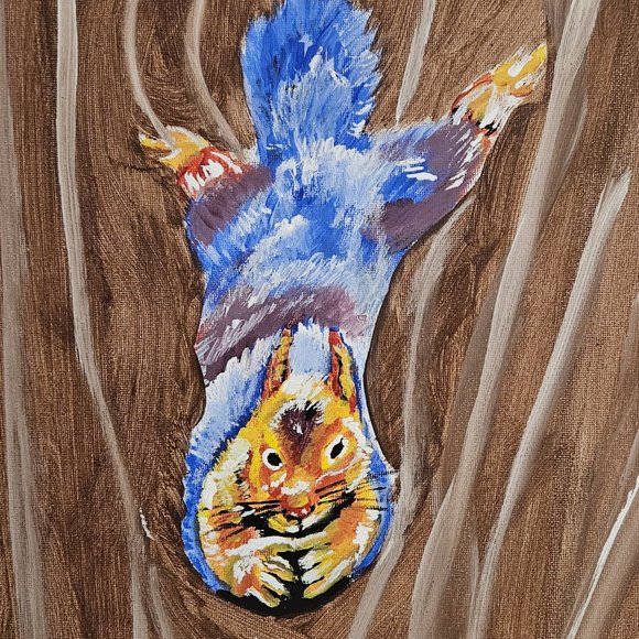 Handmade Other - Feeling Squirrely Original Canvas Painting